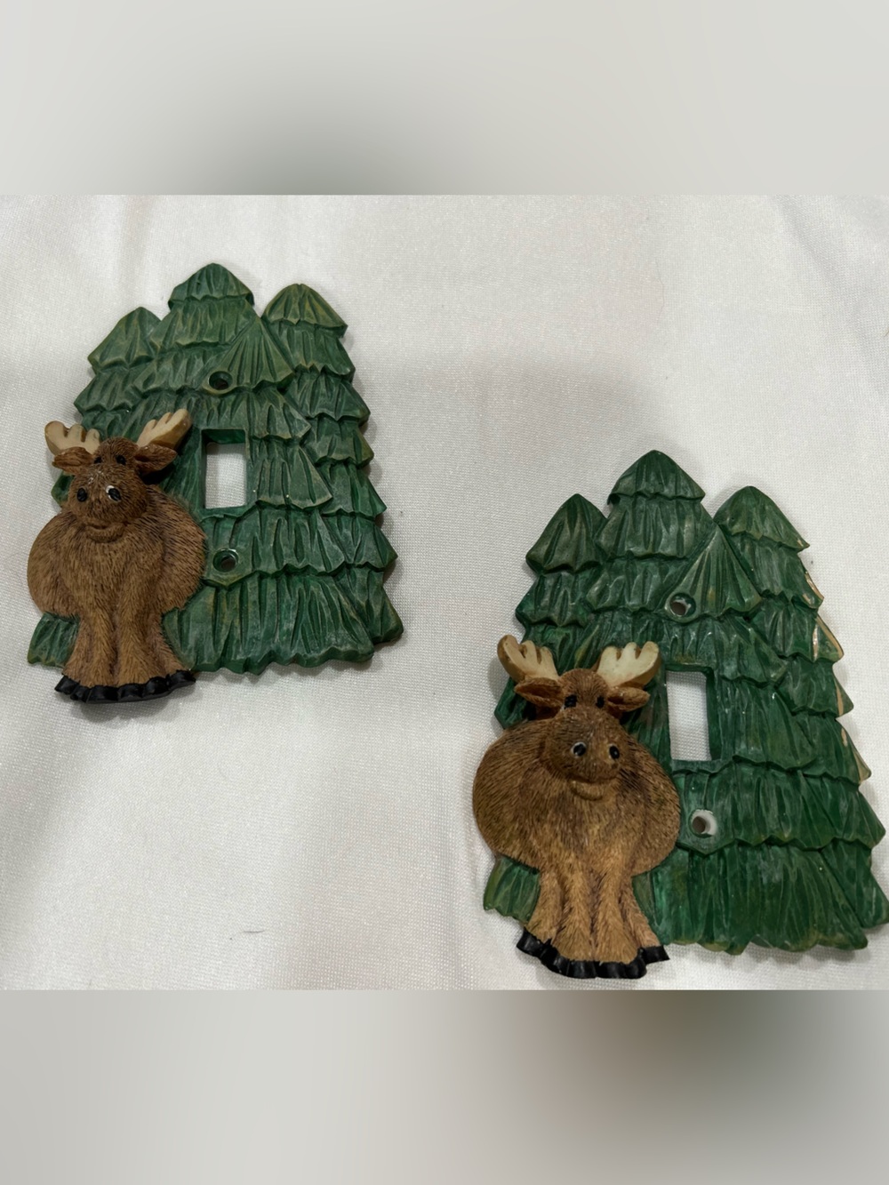 Rustic 3D Resin Moose Light Switch Cover Plates - Set of 2